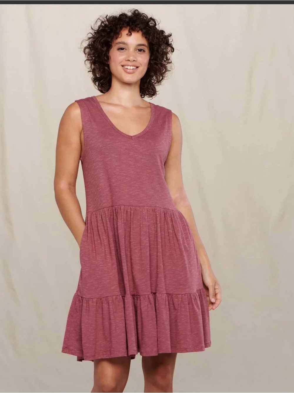 Toad&Co Marley Sleeveless Tiered V-Neck Dress size small